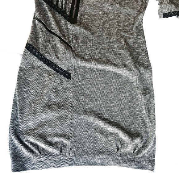 Preloved Dress size UK14 EU42 US 10 grey with black stretchy fabric - Picture 4 of 11